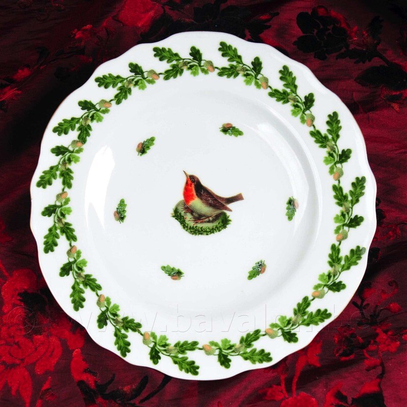 Dessertbordjes 21 cm roodborstje met eikentakjes - Meander