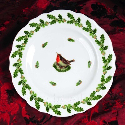 Dessertbordjes 21 cm roodborstje met eikentakjes - Meander