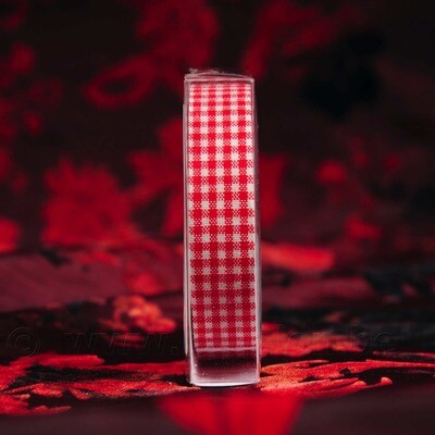 Plakband in stof - Rood/Wit geruit - rol 15mmx5m - Meander
