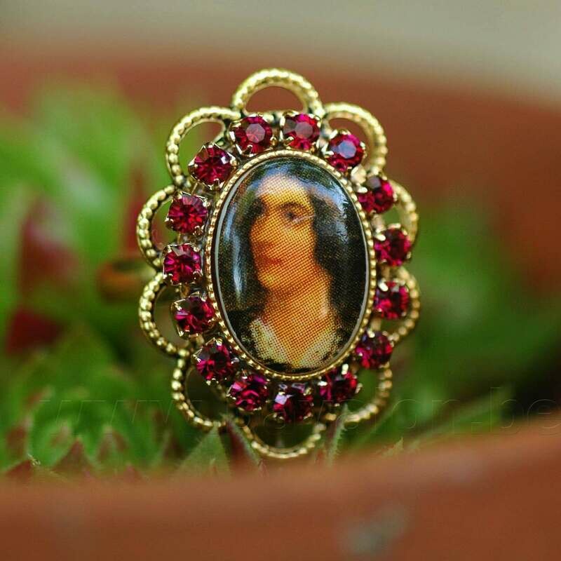 Ring fantasie met portret en strass - Linda Lacroix (Paris)