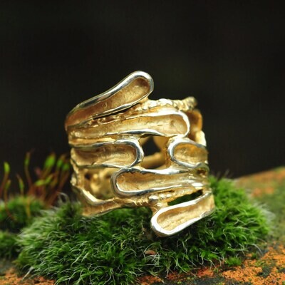 Ring in massief zilver ajouré goud verguld - Ralf De Burchgrave (België)