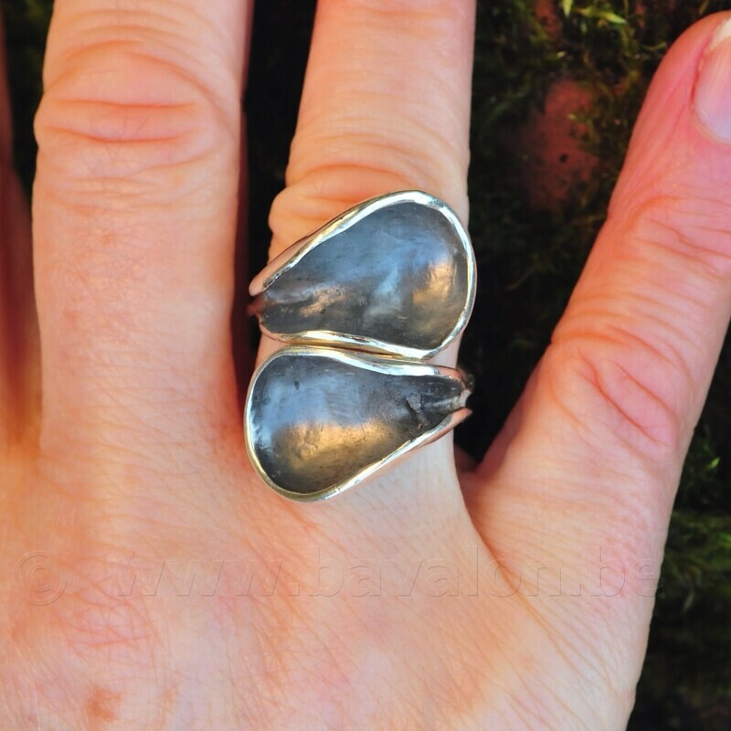 Ring in massief zilver deels donker gerodineerd - Ralf De Burchgrave (België)