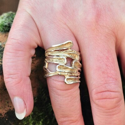 Ring in massief zilver ajouré goud verguld - Ralf De Burchgrave (België)