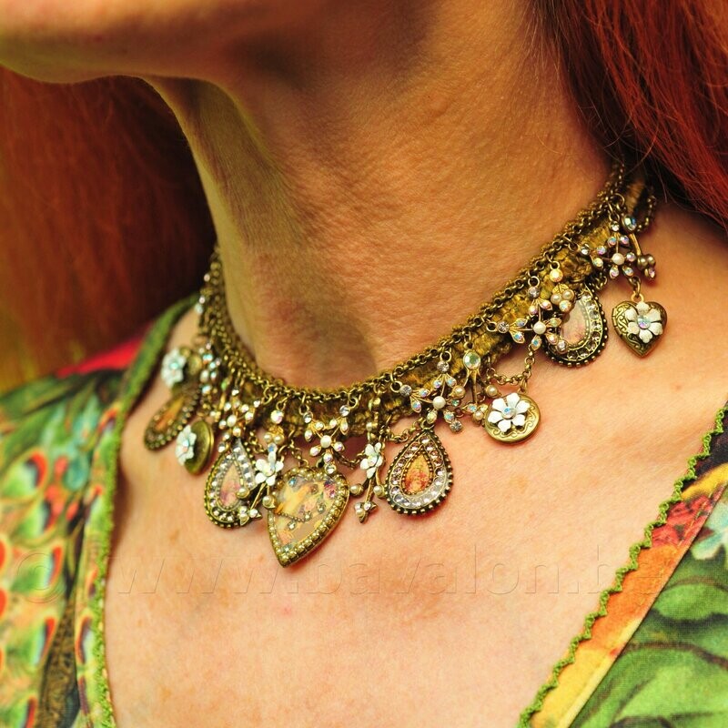 Halsketting-Choker m/4 kleine foto lockets - Michal Negrin