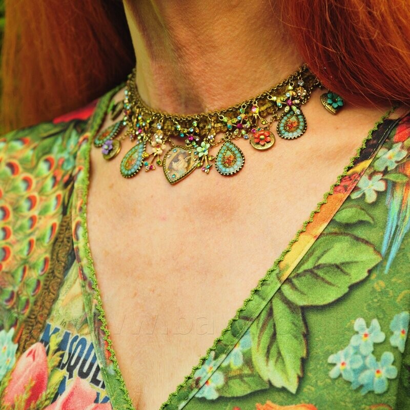 Halsketting-Choker m/4 kleine foto lockets - Michal Negrin