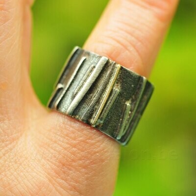 Ring in massief zilver met een staafje in 18kt goud - Maynie Malan (België)