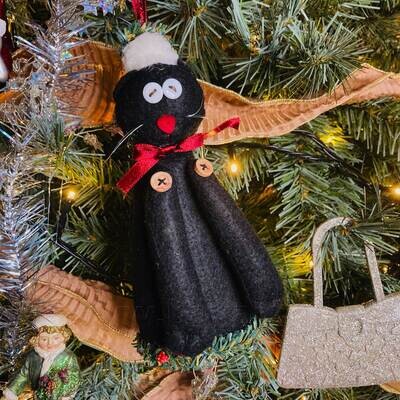 Kerst-hanger kat en hond in vilt - 20 cm - set van 2 Kerst-hanger kat en hond in vilt - 20 cm - set van 2