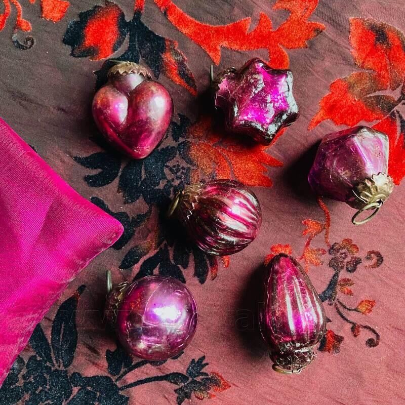 Mini Kerstballetjes - mix van 6 in organza zakje - Paars