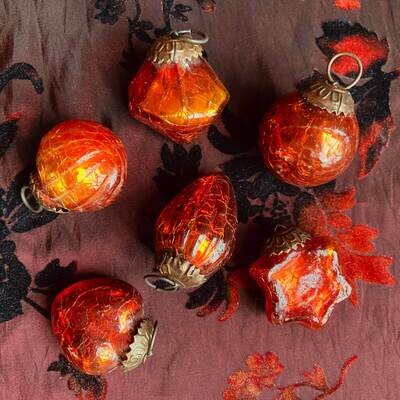 Mini Kerstballetjes - mix van 6 in organza zakje - Oranje