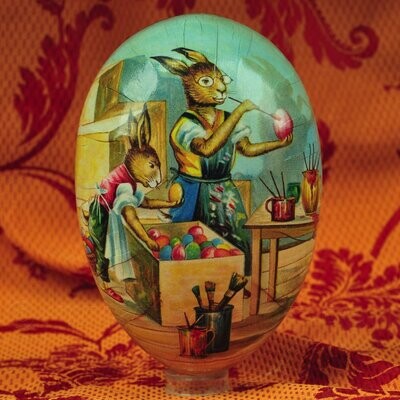 Paasei groot met illustratie in karton om te vullen - 18 cm Paasei groot met illustratie in karton om te vullen - 18 cm