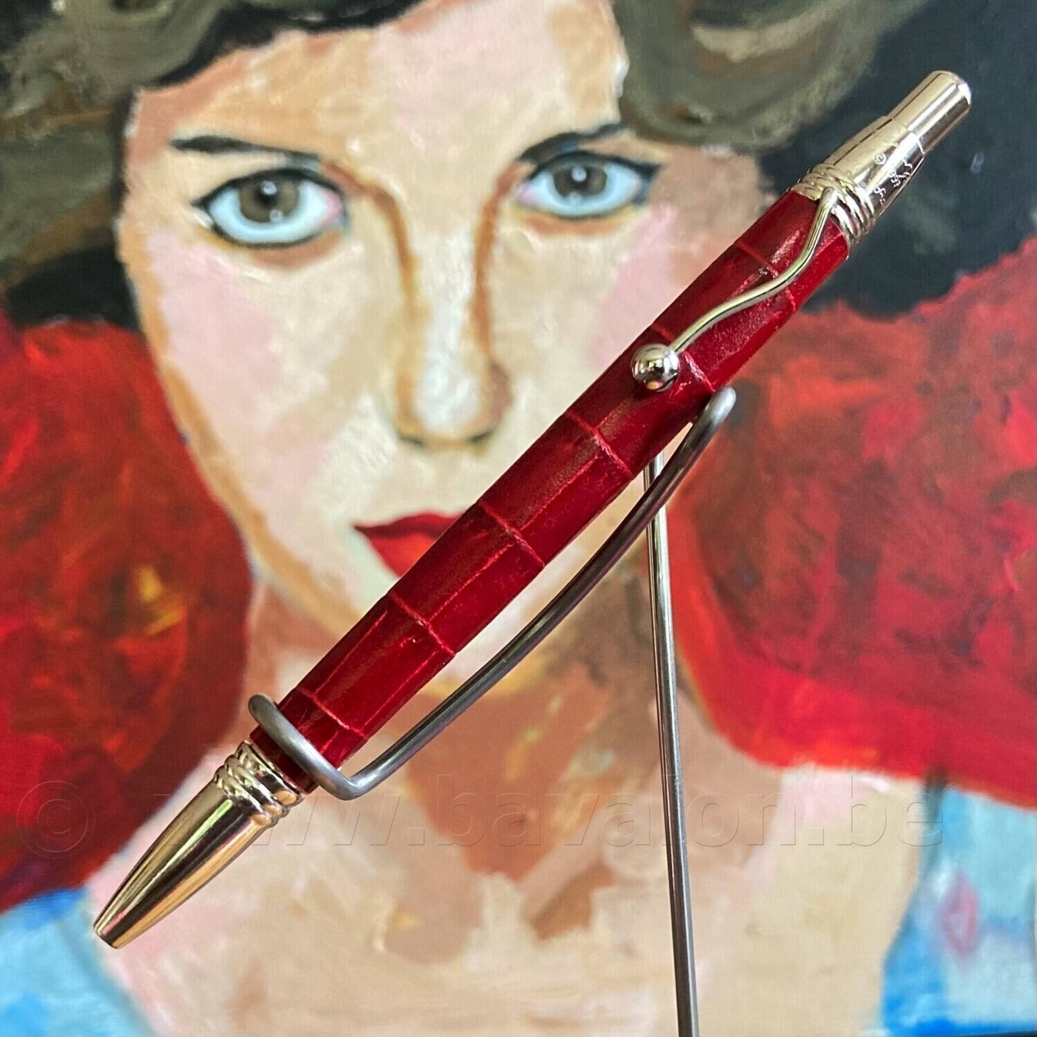Balpen &#39;Indigo&#39; - rood leder - Jean-Pierre Lépine