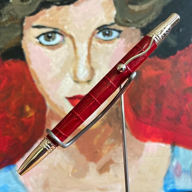 Balpen &#39;Indigo&#39; - rood leder - Jean-Pierre Lépine