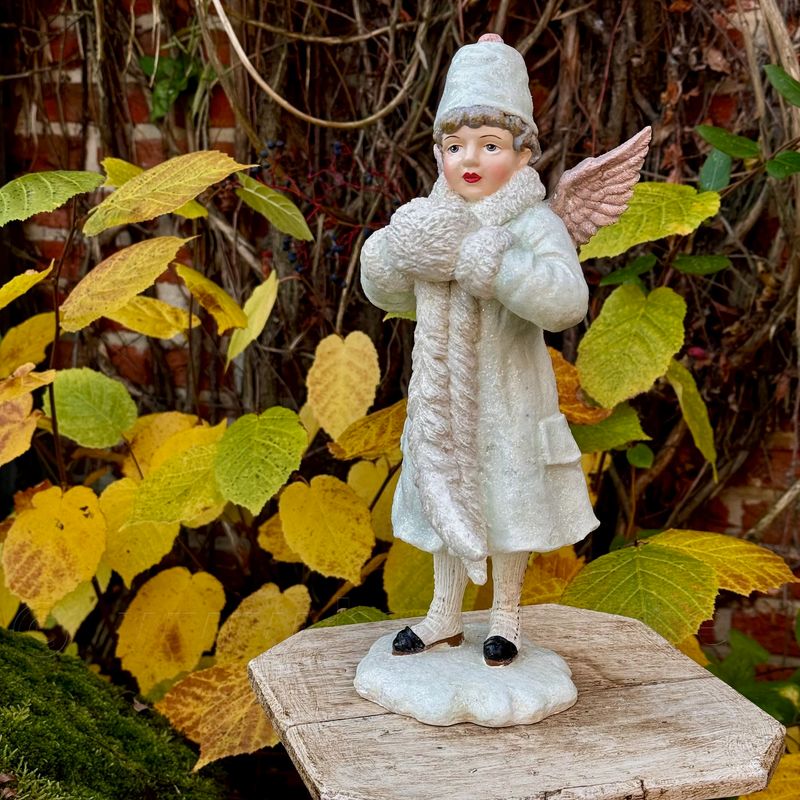 Engel-meisje kerstbeeld vintage - 30 cm
