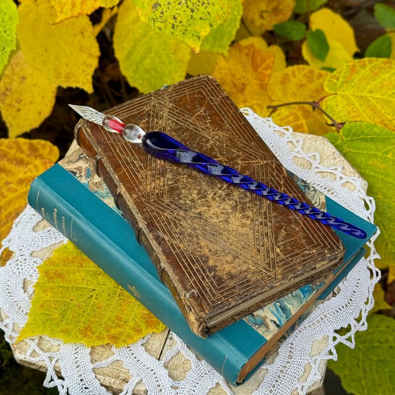Glazen pen 20 cm - blue royal - kalligrafie - J.Herbin
