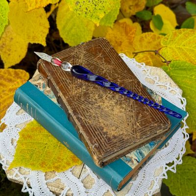 Glazen pen 20 cm - blue royal - kalligrafie - J.Herbin