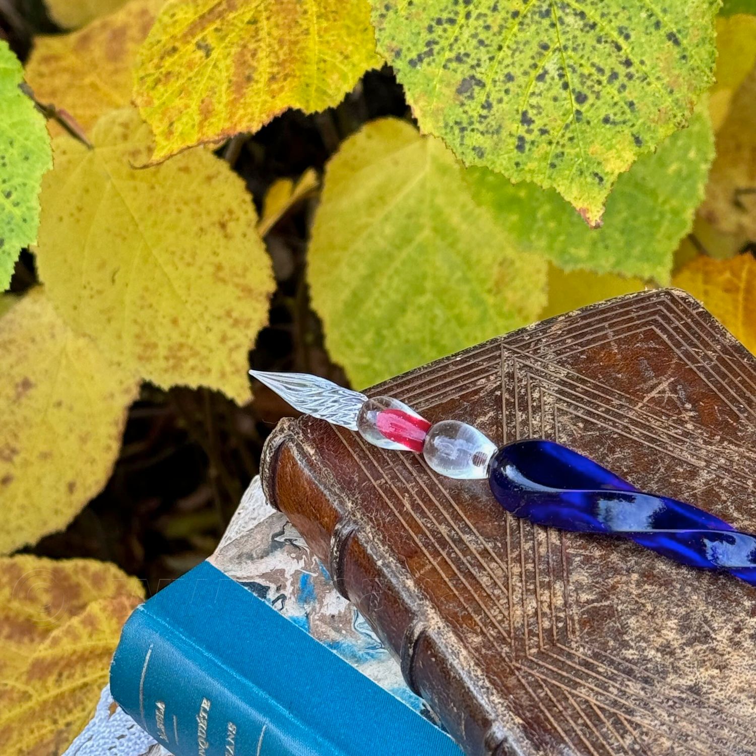 Glazen pen 20 cm - blue royal - kalligrafie - J.Herbin