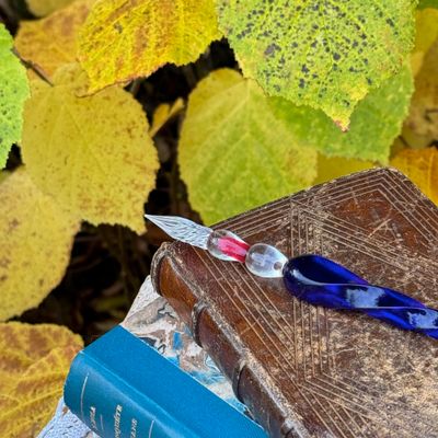 Glazen pen 20 cm - blue royal - kalligrafie - J.Herbin