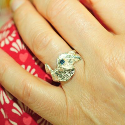 Ring in massief zilver met topaas - Josiane Douchamps (België)