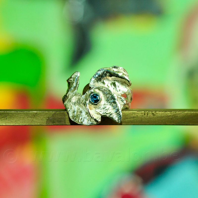 Ring in massief zilver met topaas - Josiane Douchamps (België)