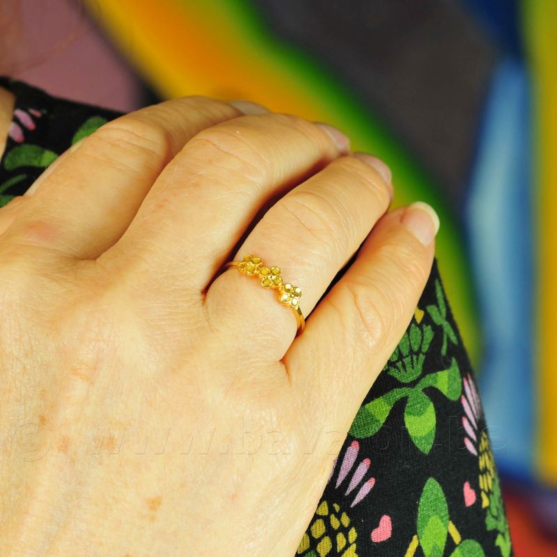 Ring 'klavertje 4' in massief zilver - verguld 24kt goud - Carré Copenhagen (Denemarken)