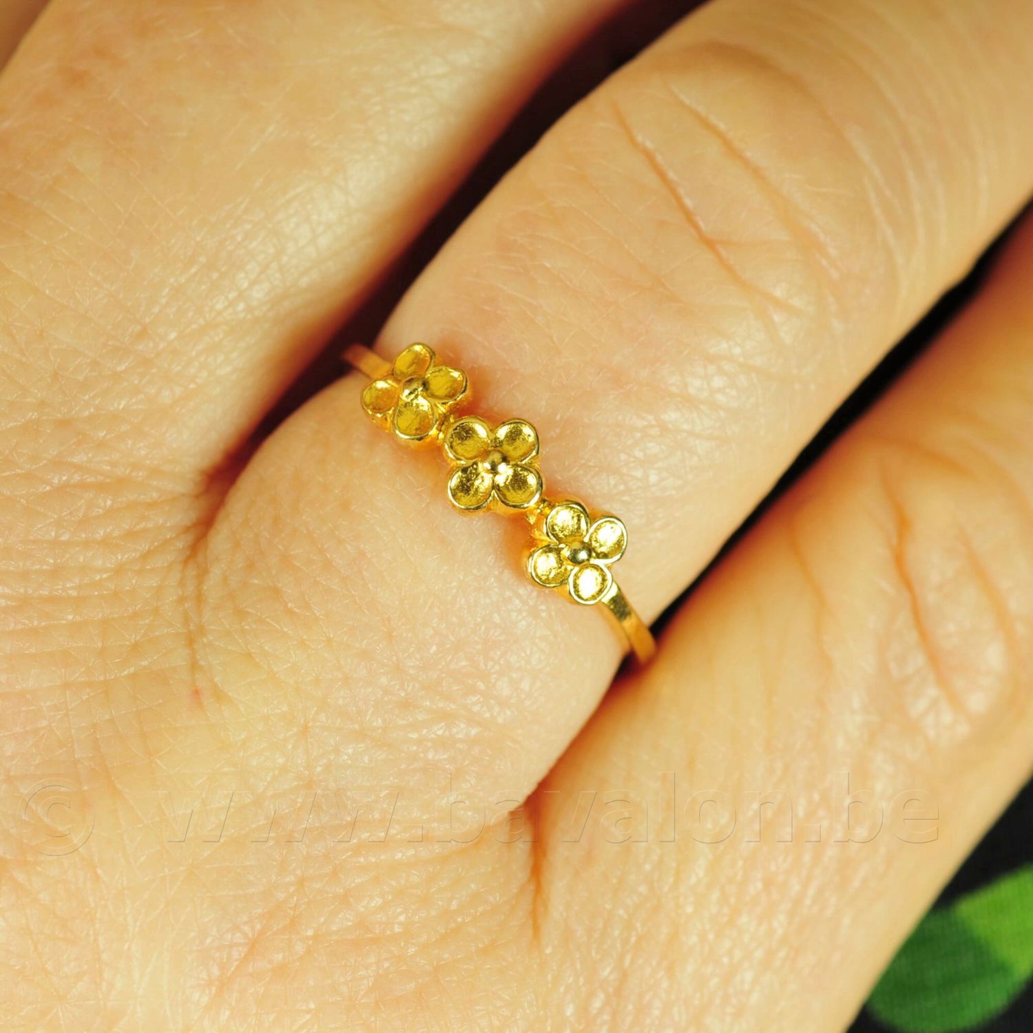 Ring &#39;klavertje 4&#39; in massief zilver - verguld 24kt goud - Carré Copenhagen (Denemarken)