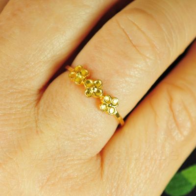 Ring 'klavertje 4' in massief zilver - verguld 24kt goud - Carré Copenhagen (Denemarken) Ring 'klavertje 4' in massief zilver - verguld 24kt goud - Carré Copenhagen (Denemarken)