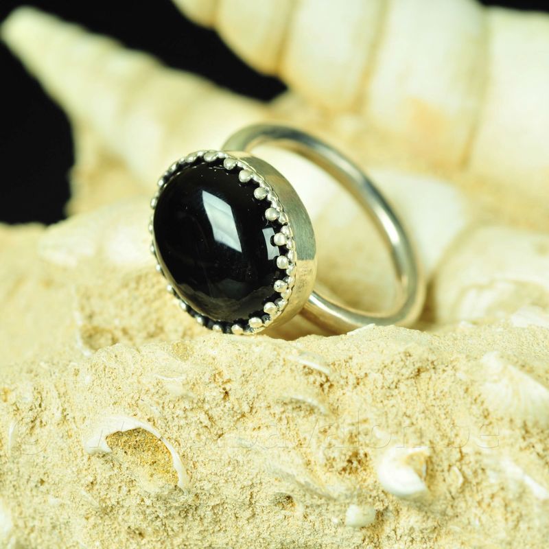 Ring met onyx - massief zilver - verguld 24kt goud - Carré Copenhagen (Denemarken)