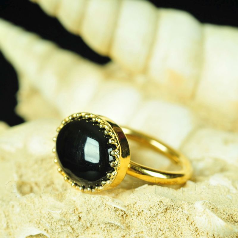 Ring met onyx - massief zilver - verguld 24kt goud - Carré Copenhagen (Denemarken)