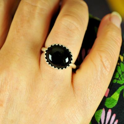 Ring met onyx - massief zilver - verguld 24kt goud - Carré Copenhagen (Denemarken)
