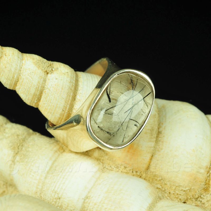 Ring in massief zilver m/toermalijn kwarts - Maat 54