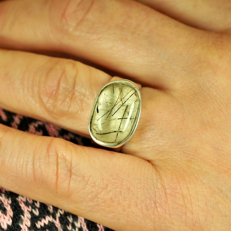 Ring in massief zilver m/toermalijn kwarts - Maat 54