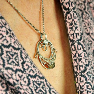 Halsketting zilver - Labradoriet - Lize Mommaerts