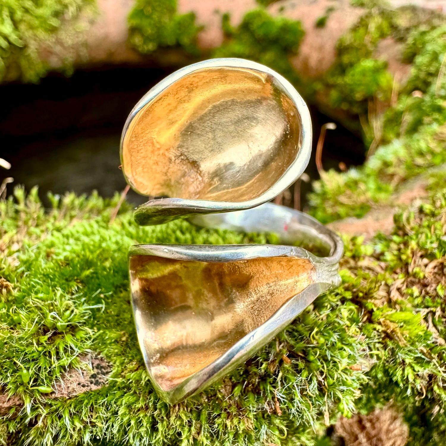 Ring in massief zilver deels verguld - aanpasbaar (*) - Ralf De Burchgrave - Belgie