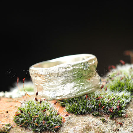 Ring in massief zilver m/6 zirkonia briljant- Ralf De Burchgrave (België)