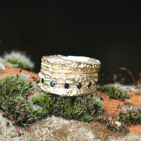 Ring in massief zilver met 5 briljantjes - Ralf De Burchgrave (België)