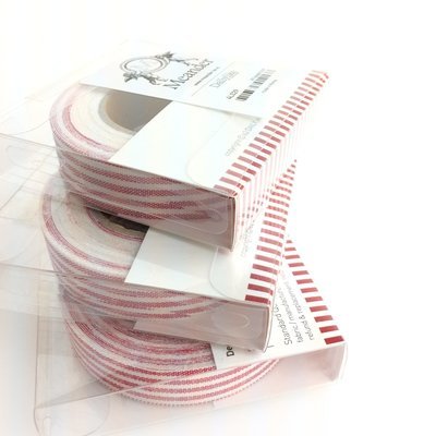 Plakband in stof - Rood/wit gestreept - rol 15mmx5m - Meander