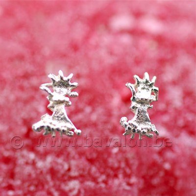 Oorringetjes voor kinderen in massief zilver - 'Bruidje'