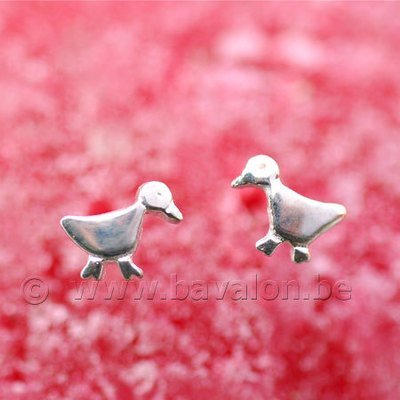 Oorringetjes voor kinderen in massief zilver - 'Kwak Kwak'