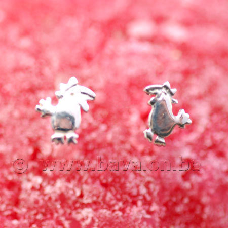Oorringetjes voor kinderen in massief zilver - &#39;Kukeleku&#39;