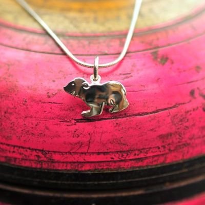 Hangertje voor kinderen in massief zilver - &#39;Knud&#39; (ijsbeer) (exclusief ketting)