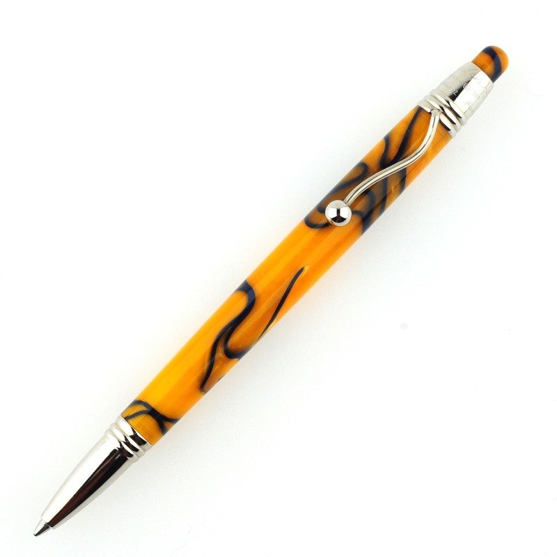 Balpen &#39;Indigo&#39; - oranje blauw geaderd - Jean-Pierre Lépine