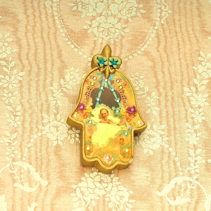 Hamsa/Mirjam/Fatima hand - klein - baby - om te hangen - Michal Negrin