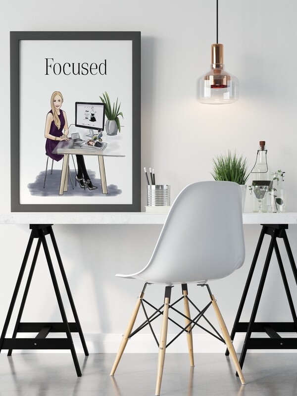 Focused Motivational Wall Art white skinned woman Ambitious Collection