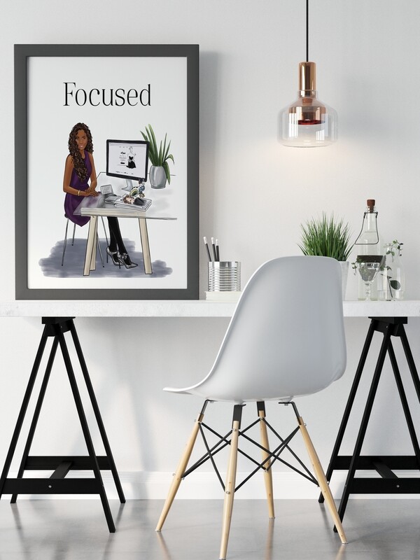 Focused Motivational Wall Art Brown skinned woman Ambitious woman Collection