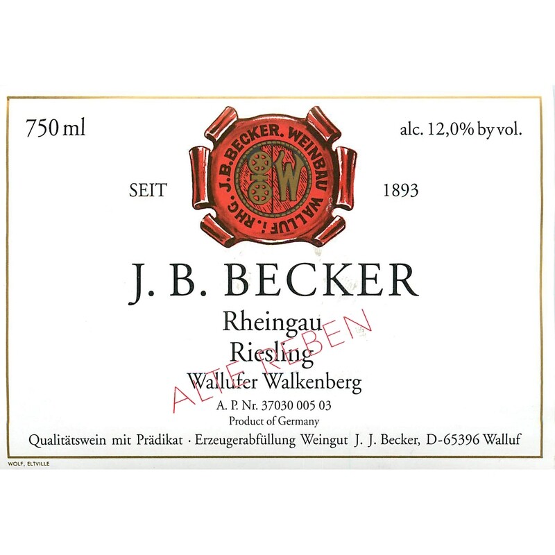 J.B Becker Wallufer Walkenberg Alte Reben Riesling Spatlese Trocken 2021