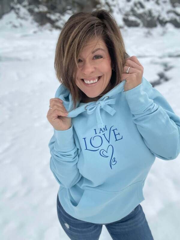 I AM LOVE~Double Embroidered Hoodie~ Sky Blue