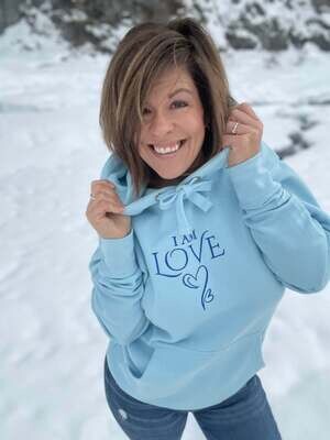 I AM LOVE~Double Embroidered Hoodie~ Sky Blue