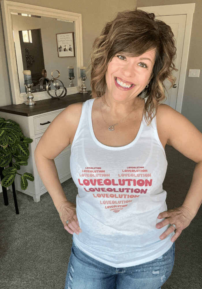 Loveolution {White} Racerback Tank