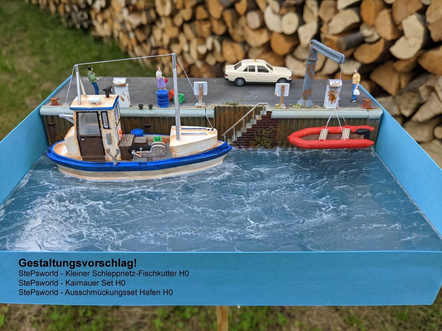 Kleiner Schleppnetz-Fischkutter für Spur H0 1:87 geeignet