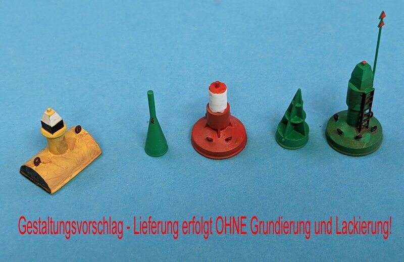 10 Bojen / Seezeichen für Spur H0 1:87 10 Bojen / Seezeichen für Spur H0 1:87